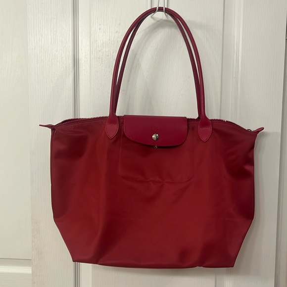 Longchamp | Bags | Longchamp Le Pliage Canvas Tote Raspberry | Poshmark